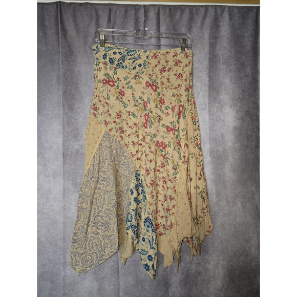 Paani Size M Asymmetric Bohemian Floral Skirt Scraf Hem Patchwork - Picture 2 of 13